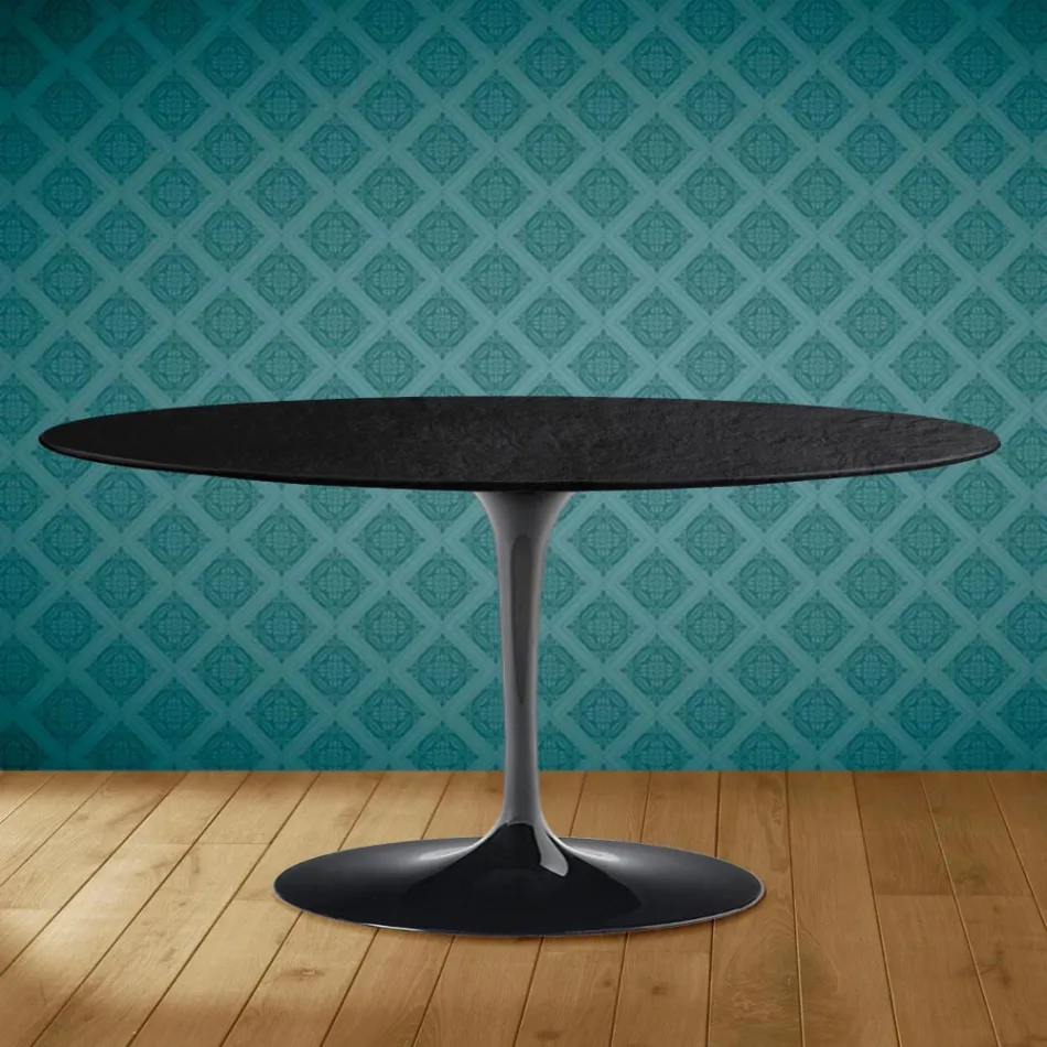 Tulip Saarinen Oval Soffbord H 41 i Sirius Keramik Made in Italy - Scarlet Viadurini