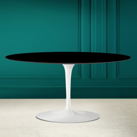Tulip Saarinen Oval Soffbord H 41 i Absolut Svart Tillverkad i Italien - Scarlet Viadurini