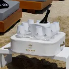 Soffbord - flytande bricka i nautiskt ekologiskt läder och Trona plexiglas Viadurini