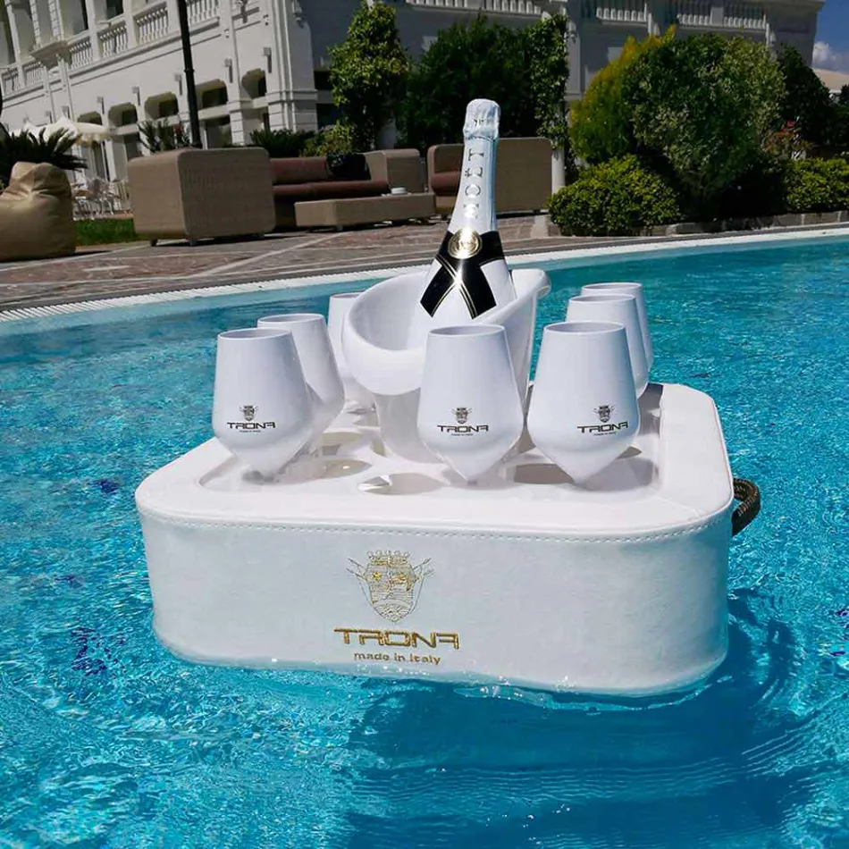 Soffbord - flytande bricka i nautiskt ekologiskt läder och Trona plexiglas Viadurini