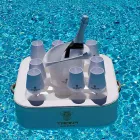 Soffbord - flytande bricka i nautiskt ekologiskt läder och Trona plexiglas Viadurini