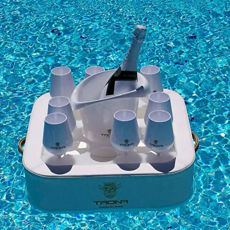 Soffbord - flytande bricka i nautiskt ekologiskt läder och Trona plexiglas Viadurini