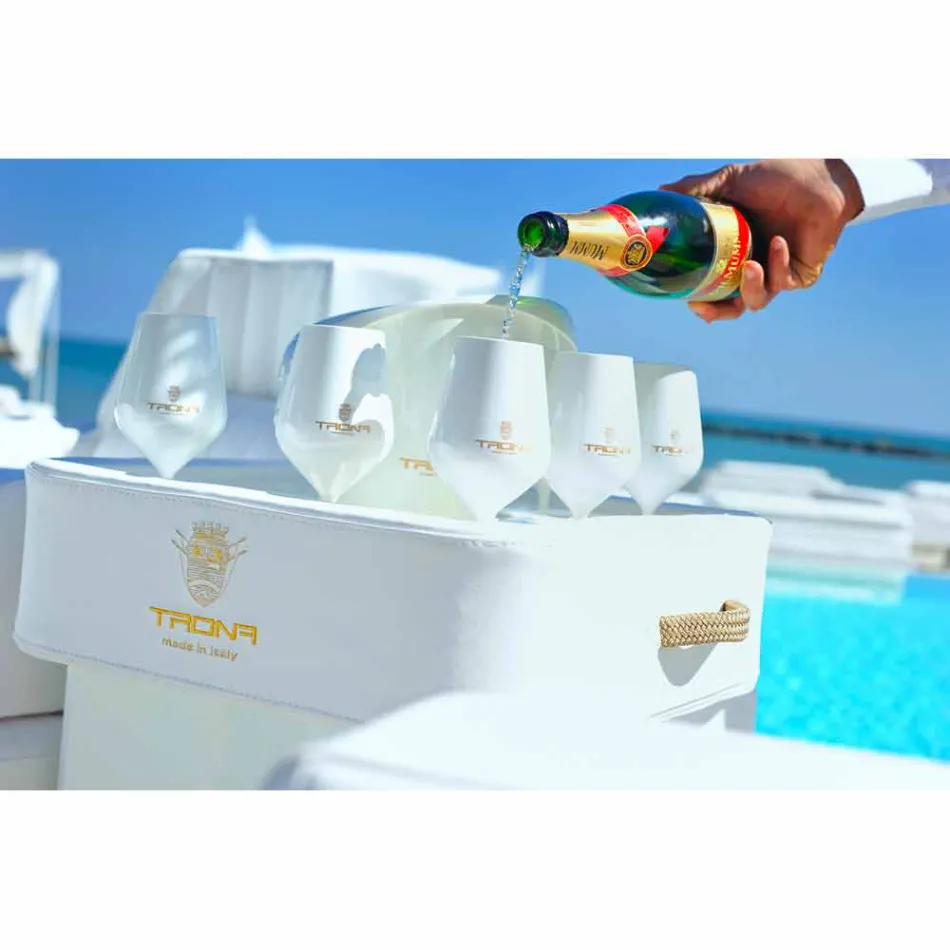 Soffbord - flytande bricka med konstläder och plexiglas nautiska Trona Viadurini