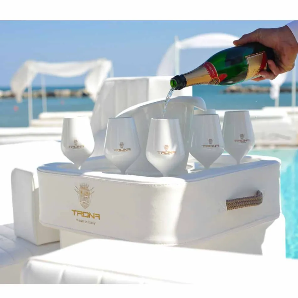 Soffbord - flytande bricka med konstläder och plexiglas nautiska Trona Viadurini