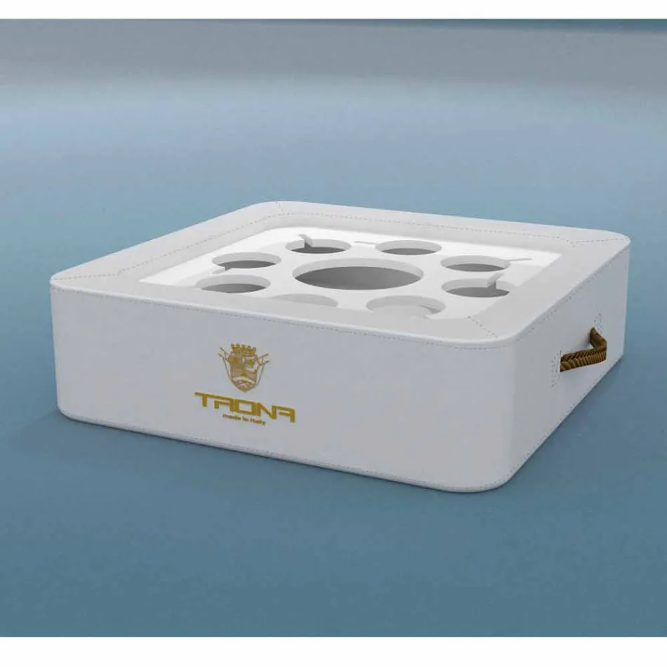 Soffbord - flytande bricka med konstläder och plexiglas nautiska Trona Viadurini