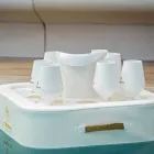 Soffbord - flytande bricka i nautiskt ekologiskt läder och Trona plexiglas Viadurini