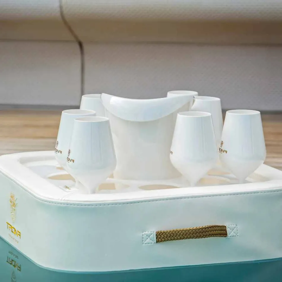 Soffbord - flytande bricka i nautiskt ekologiskt läder och Trona plexiglas Viadurini