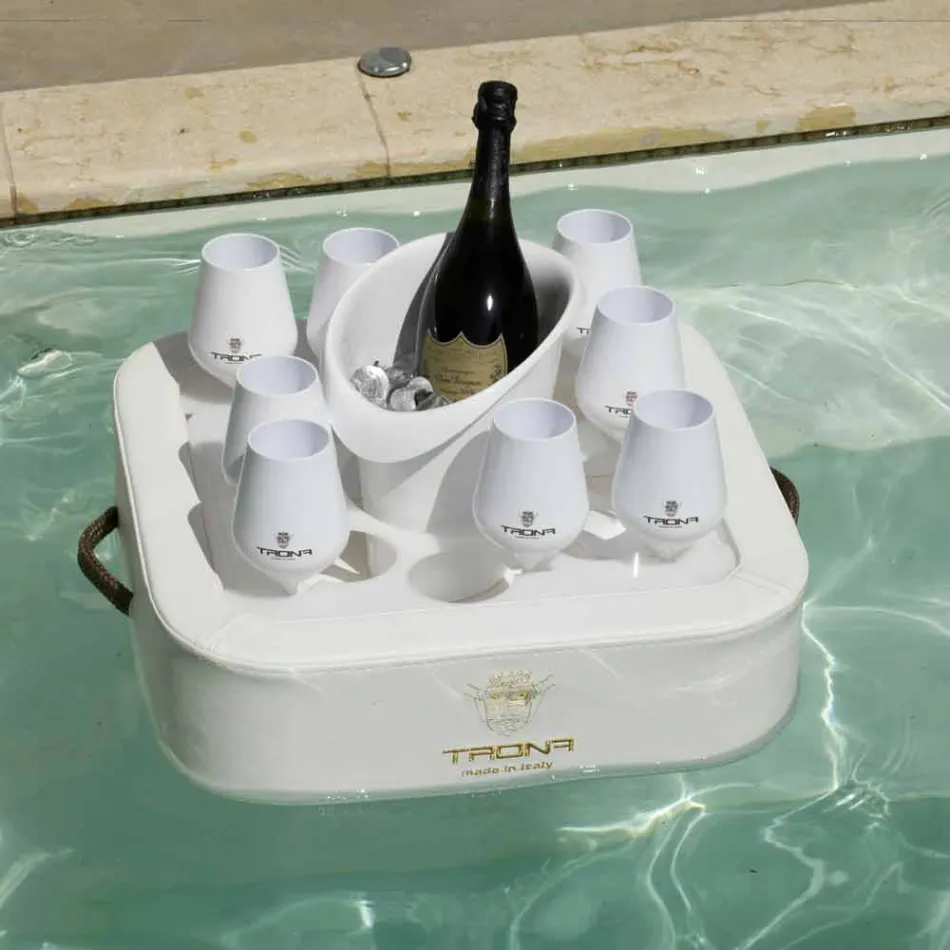 Soffbord - flytande bricka i nautiskt ekologiskt läder och Trona plexiglas Viadurini