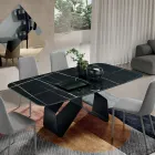 210x110 cm bord med marmorliknande keramikskiva och metallbas - Adriano Viadurini