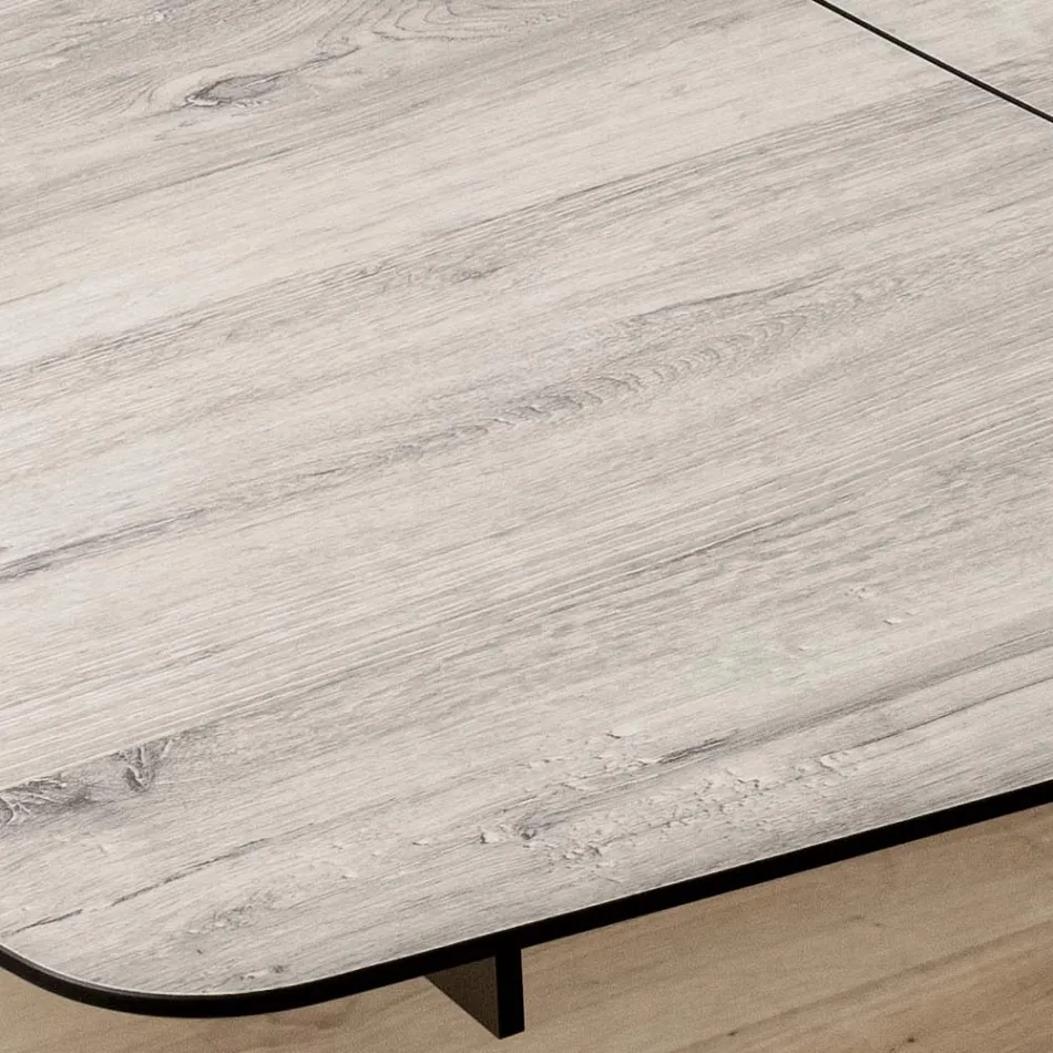 Utdragbart fatbord till 240 eller 280 cm i HPL och metall - Present Viadurini