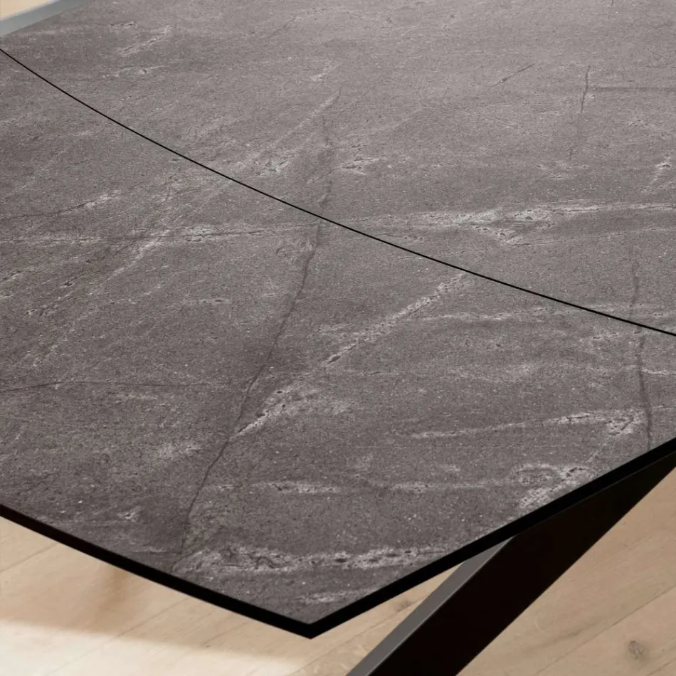 Utdragbart fatbord till 240 eller 280 cm i HPL och metall - Present Viadurini