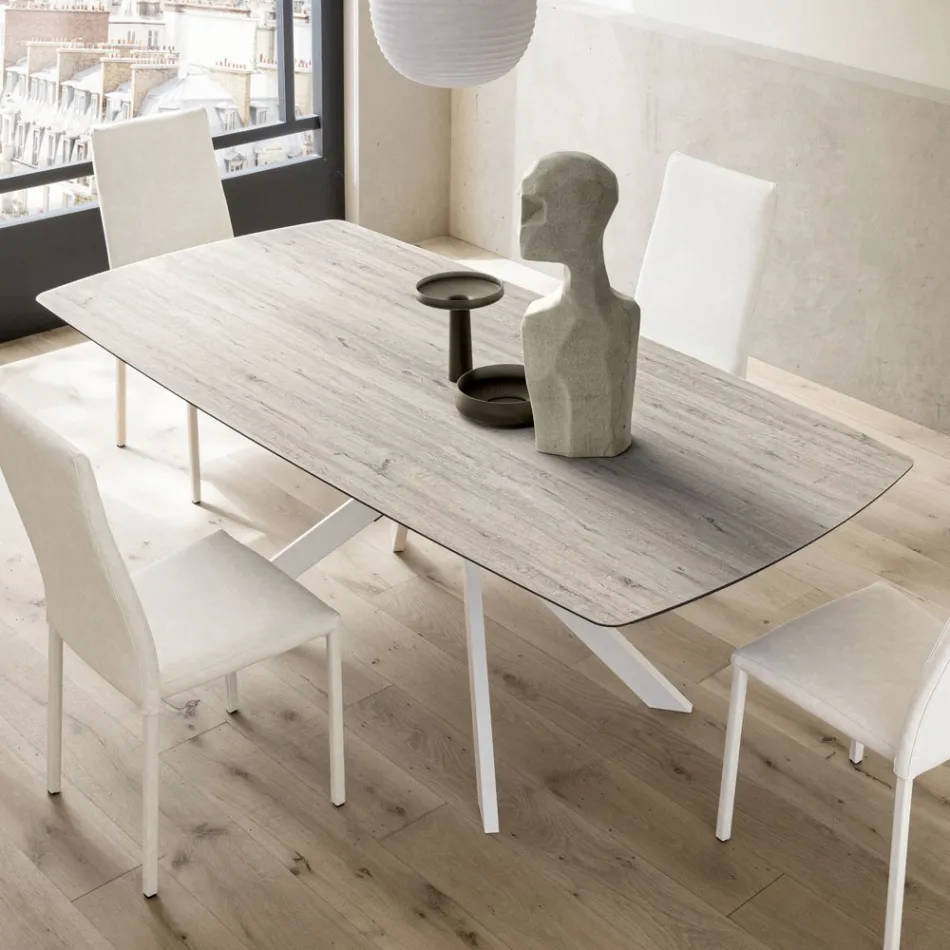 Utdragbart fatbord till 240 eller 280 cm i HPL och metall - Present Viadurini