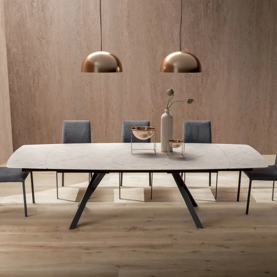 Utdragbart fatbord till 240 eller 280 cm i stratifierad HPL - Dialogo Viadurini