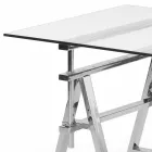 stål / glas höjdjusterbart bord (L190xH72 / 74 / 78xP90cm) Cristal Viadurini