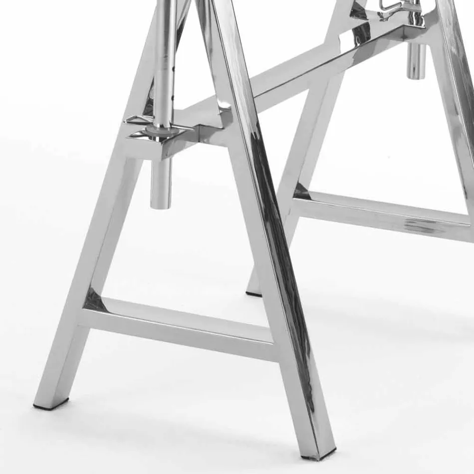 stål / glas höjdjusterbart bord (L190xH72 / 74 / 78xP90cm) Cristal Viadurini