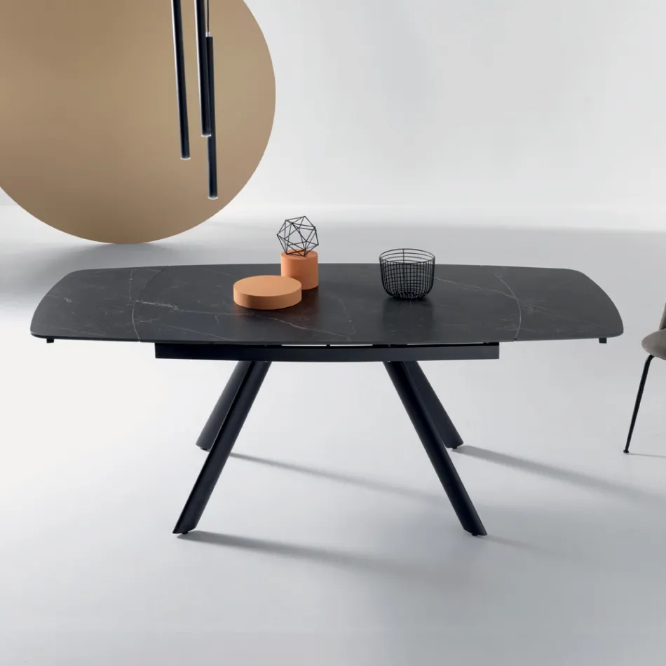 Utdragbart bord 140/210x90 cm i sintrad sten med marmoreffekt - Atrium Viadurini