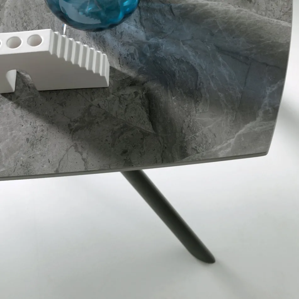 Utdragbart bord 140/210x90 cm i sintrad sten med marmoreffekt - Atrium Viadurini