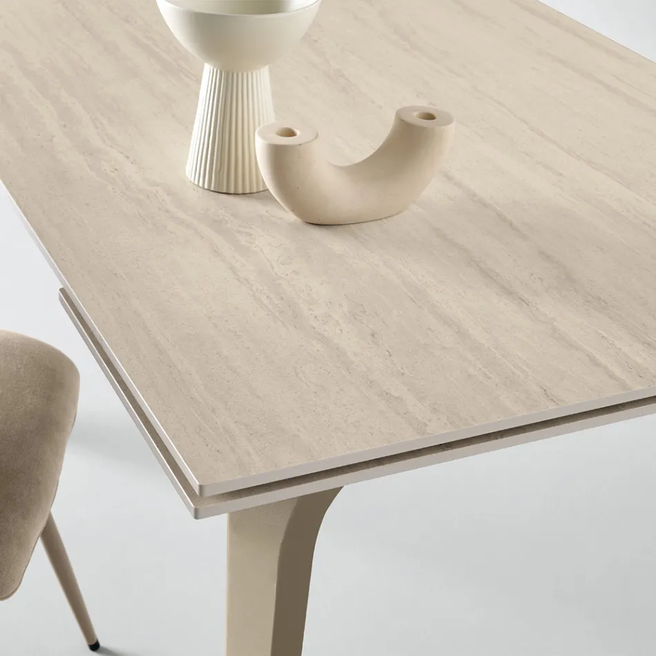 Utdragbart bord 160/240x90 cm i sintrad sten med marmoreffekt - Samus Viadurini