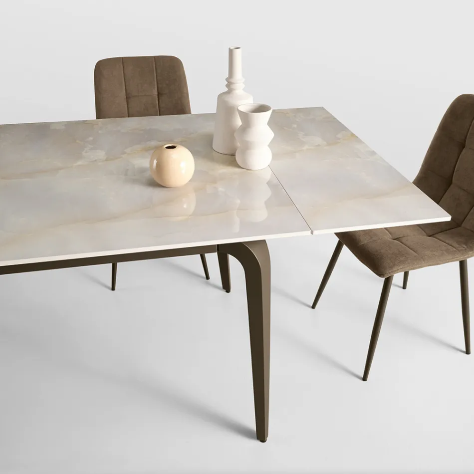 Utdragbart bord 160/240x90 cm i sintrad sten med marmoreffekt - Samus Viadurini