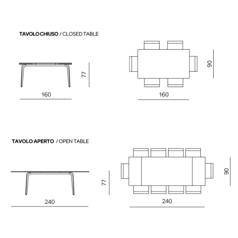 Utdragbart bord 160/240x90 cm i sintrad sten med marmoreffekt - Samus Viadurini