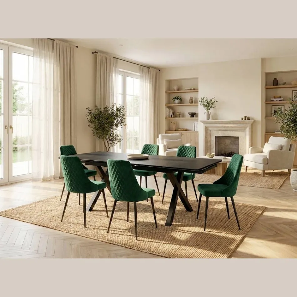 Utdragbart bord 160/240x90 cm tillverkat av glaskeramik - Master Viadurini