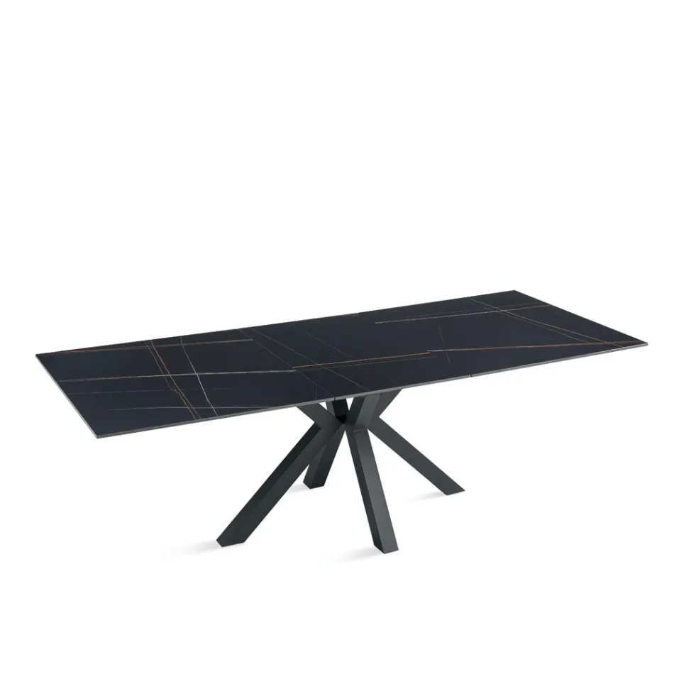 Utdragbart bord 180/240x100 cm i sintrad sten med marmoreffekt - Loggia Viadurini