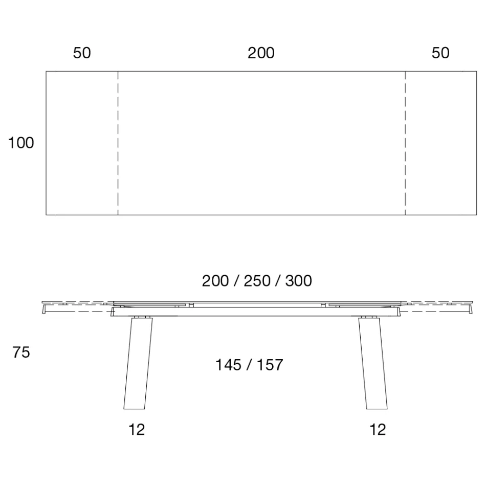 Utdragbart bord 3 m blank keramisk topp metallben - Papusca Viadurini