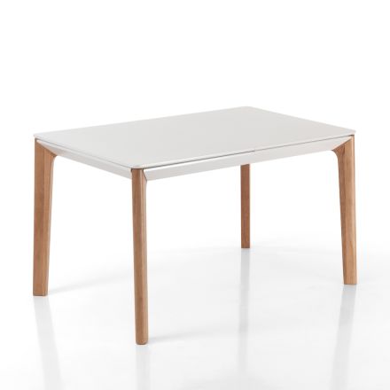 Utdragbart bord till 180 cm med massiv ek och ruteniumfärgade träben Viadurini
