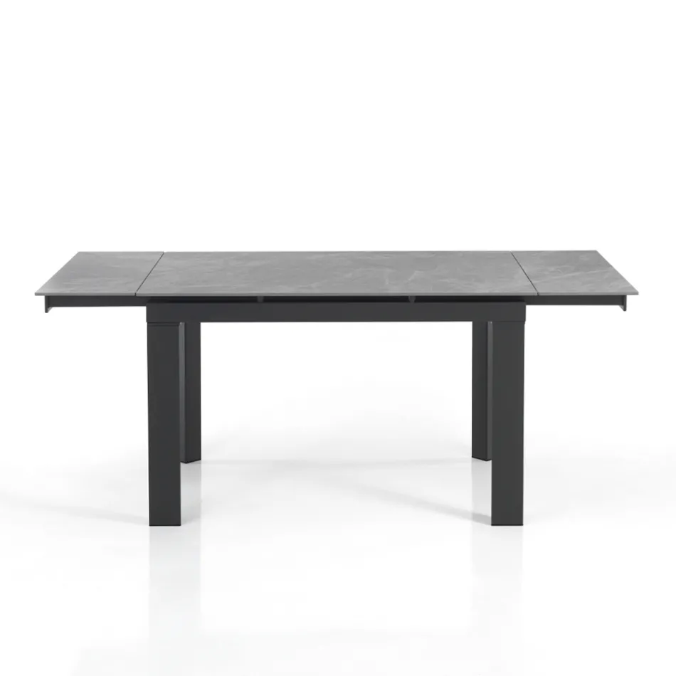 Utdragbart bord till 180 cm i vit marmorfinish - Brotola Viadurini