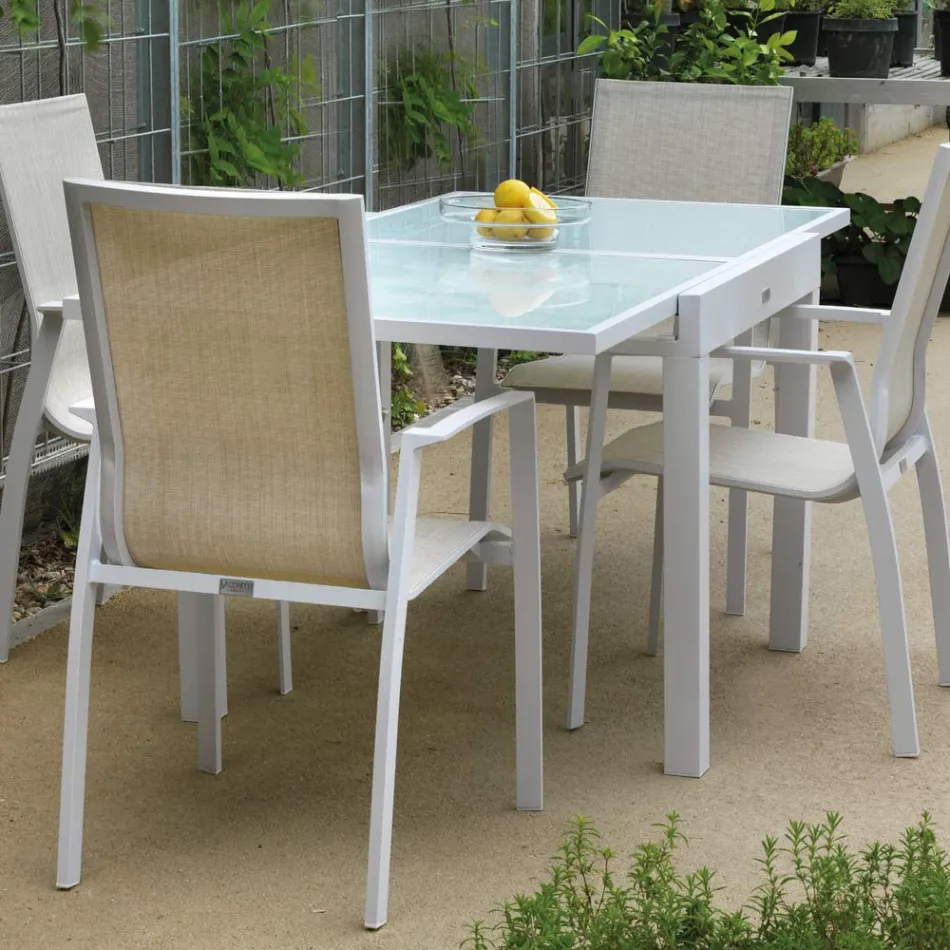 Utdragbart bord 180 cm eller 220 cm med skiva i härdat glas - Cartellina Viadurini