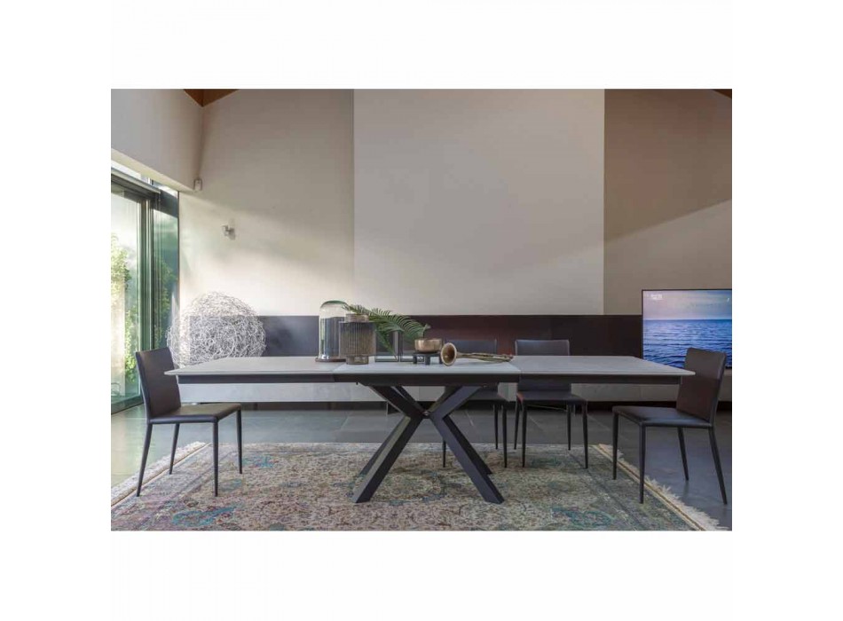 Utdragbart matbord till 2,8 m i keramiska ben och metallben - Paoluccio Viadurini