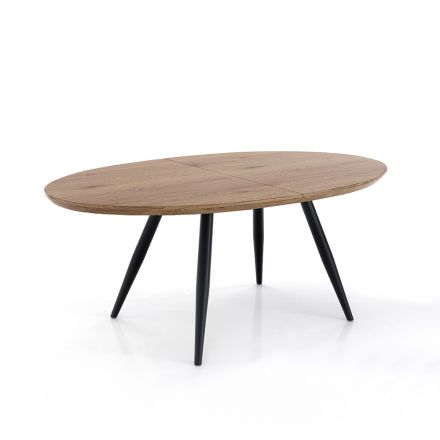 Utdragbart bord till 200 cm med svarta metallben - Litium Viadurini