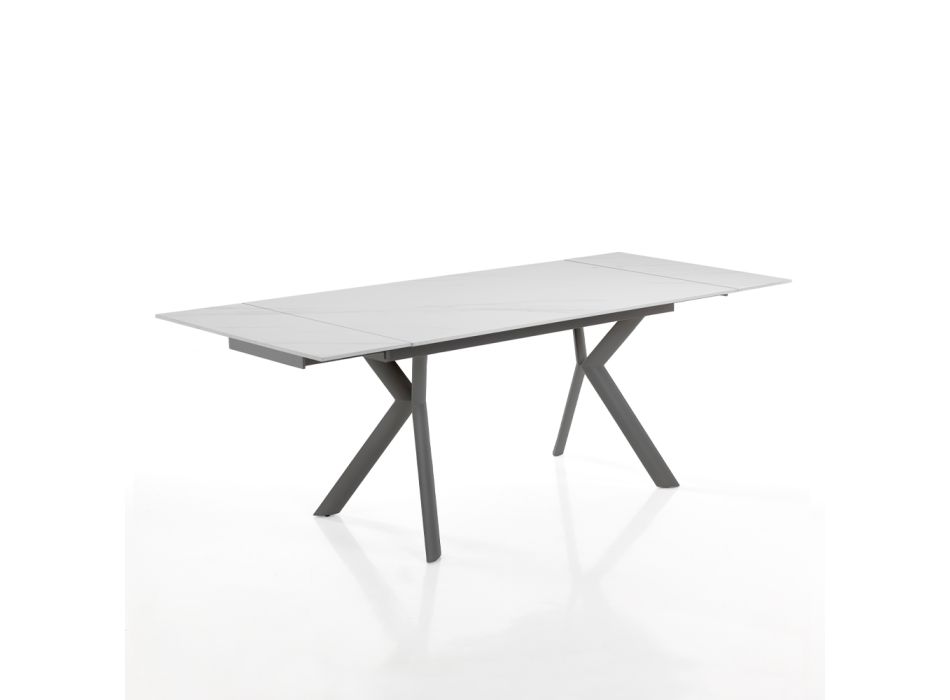 Utdragbart bord till 200 cm i keramik och stål - Belone Viadurini