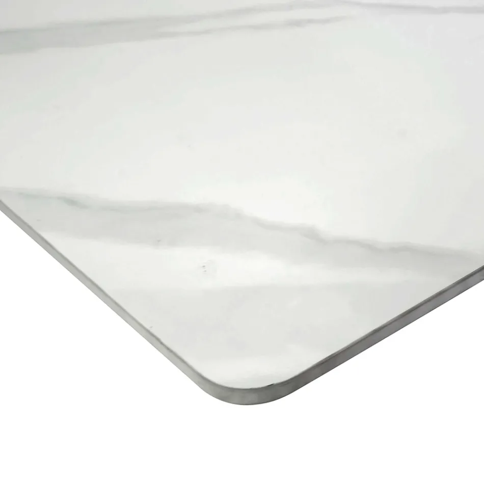 Utdragbart bord 200 cm i metall och syntetisk sten - Underwater Viadurini