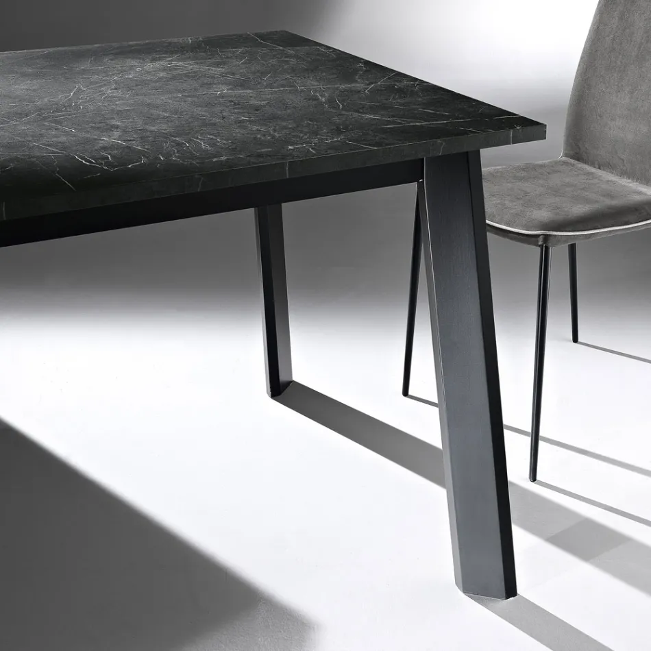Utdragbart bord till 220 cm med Graphite Beech Base Made in Italy - Toles Viadurini