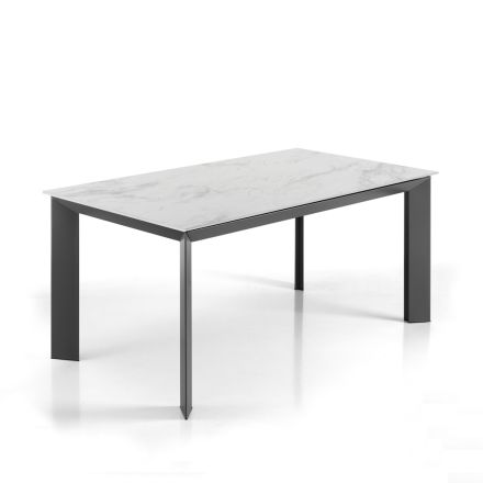 Utdragbart bord till 220 cm i keramik med marmorfinish - Berice Viadurini