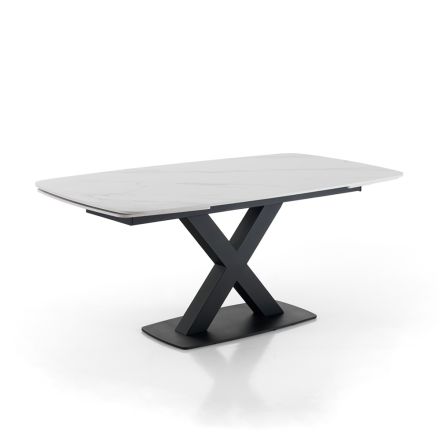 Utdragbart bord till 230 cm med skiva i marmorfinish - Batofilo Viadurini