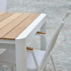 Utdragbart bord 240 cm i vit aluminium och skiva i teak - Diary Viadurini