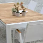 Utdragbart bord 240 cm i vit aluminium och skiva i teak - Diary Viadurini