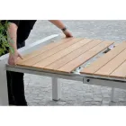 Utdragbart bord 240 cm i vit aluminium och skiva i teak - Diary Viadurini