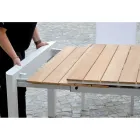 Utdragbart bord 240 cm i vit aluminium och skiva i teak - Diary Viadurini
