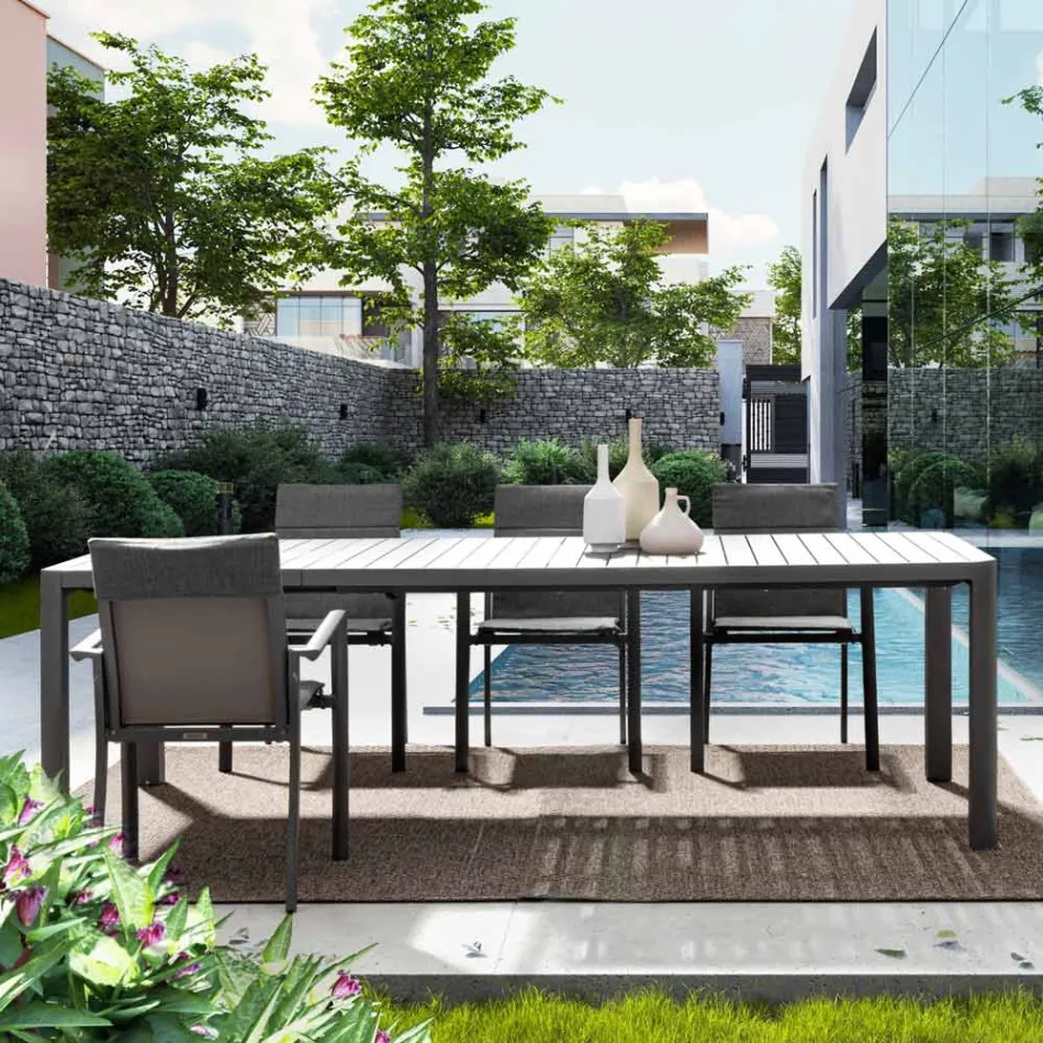 Utdragbart bord till 240 cm i pulverlackerad aluminium - färg Viadurini