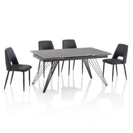 Utdragbart keramiskt bord till 240 cm med 4 stolar - Aisha Viadurini
