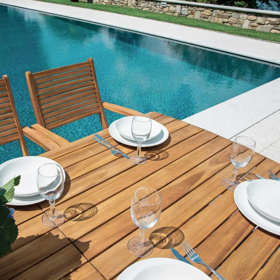 Utdragbart bord till 240 cm för trädgården av akacieträ - Sereno Viadurini