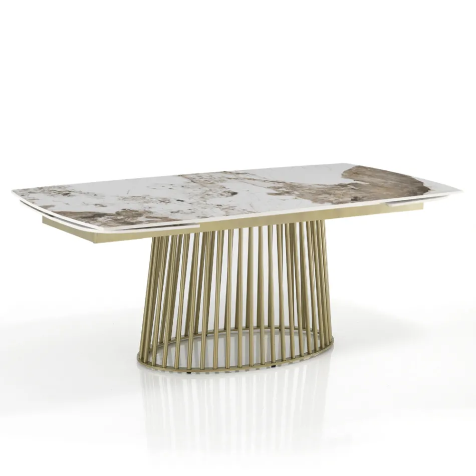 Utdragbart bord till 260 cm i keramik, marmor och metallfinish - Veneto Viadurini