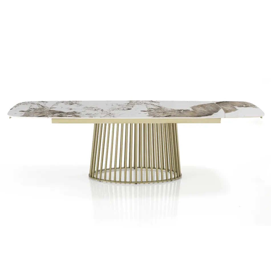 Utdragbart bord till 260 cm i keramik, marmor och metallfinish - Veneto Viadurini