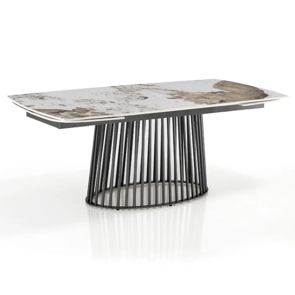 Utdragbart bord till 260 cm i keramik, marmor och metallfinish - Veneto Viadurini