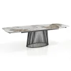 Utdragbart bord till 260 cm i keramik, marmor och metallfinish - Veneto Viadurini