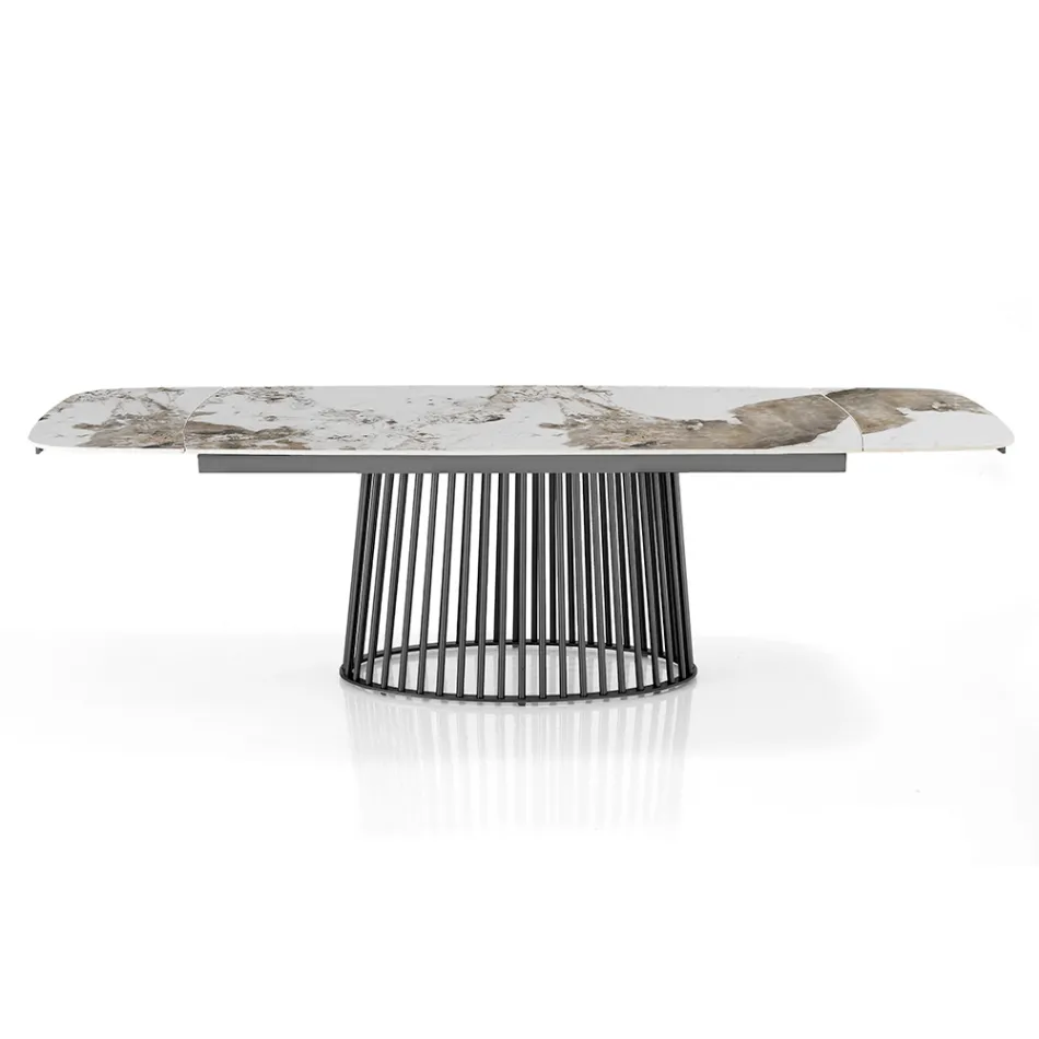 Utdragbart bord till 260 cm i keramik, marmor och metallfinish - Veneto Viadurini