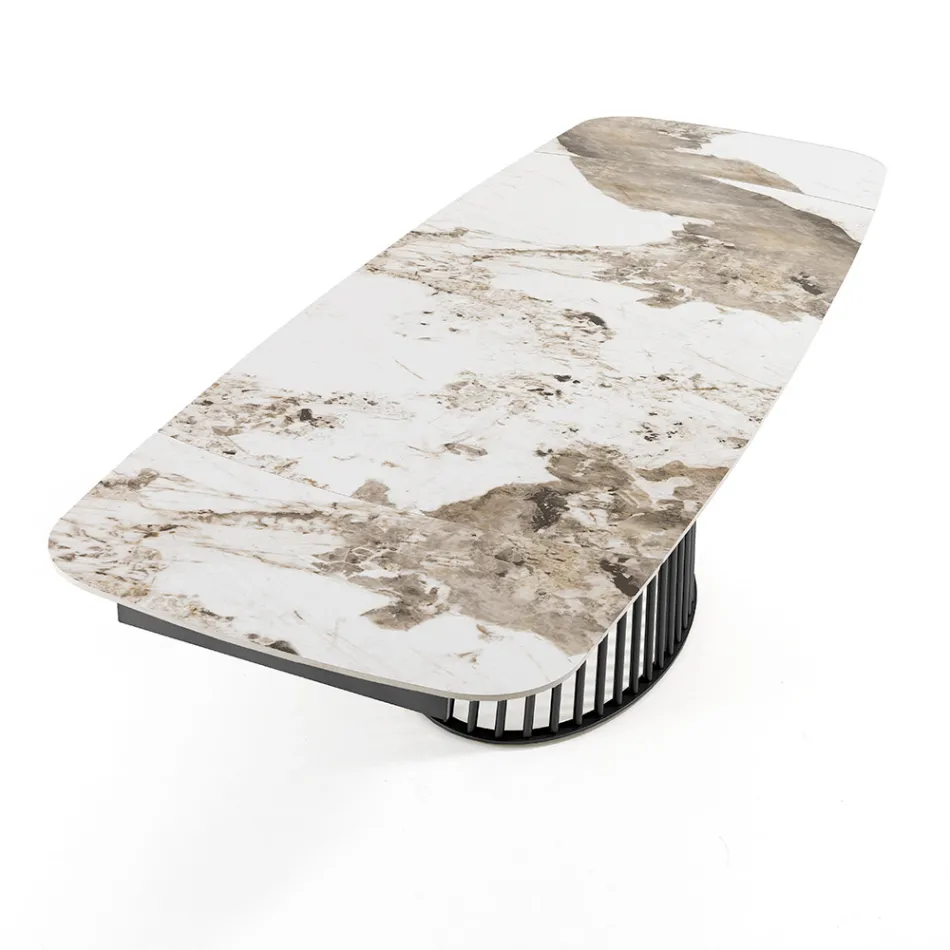 Utdragbart bord till 260 cm i keramik, marmor och metallfinish - Veneto Viadurini